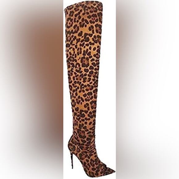 NWOT Anne Michelle Thigh High Peep Toe Stilettos - Picture 3 of 10